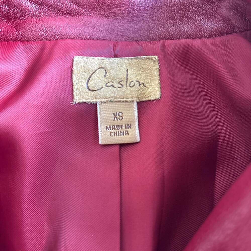 Vintage VTG CASLON Red Lambskin Leather Jacket SZ XS Moto Y2K Preppy Retro - Picture 3 of 12